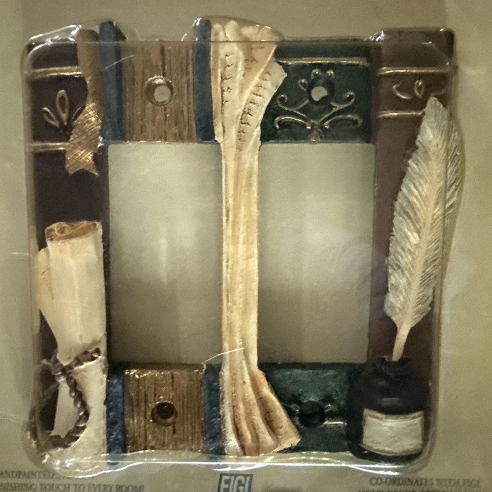 FIGI 3D Resin Light Double Switch Plate Covers Antique‎ Books Library